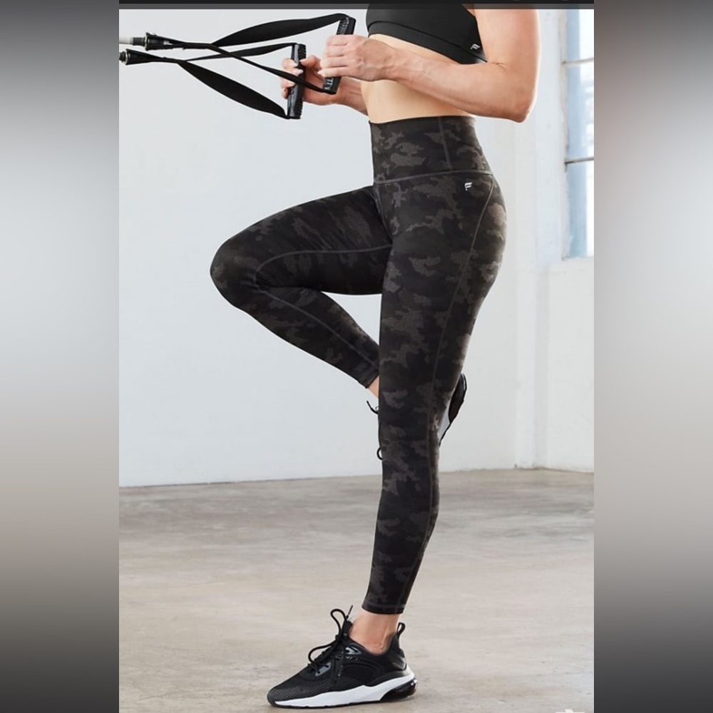 Fabletics $69 Define PowerHold® High-Waisted 7/8 Legging Charcoal Camo